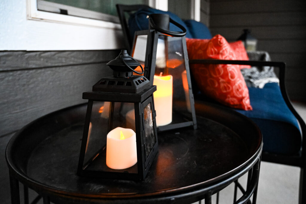 Outdoor lanterns with candles